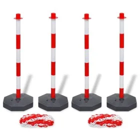 Juego de 4 postes de barrera cadena de plástico 10 m cada una de vidaXL, Señales de seguridad - Ref: Foro24-3057525, Precio: ...