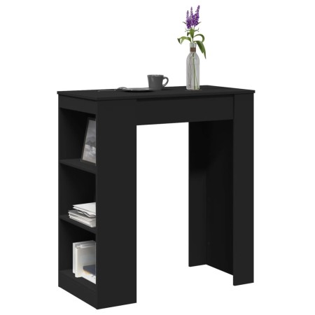 Mesa alta con estantes madera ingeniería negra 95x47x103,5 cm en Mesas de comedor | Comprar online en Foru.es