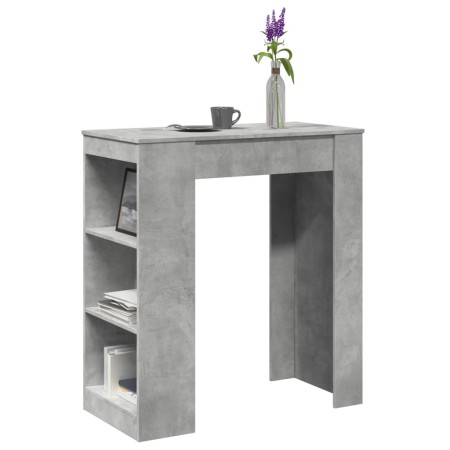 Mesa alta bar con estantes madera gris hormigón 95x47x103,5 cm en Mesas de comedor | Comprar online en Foru.es