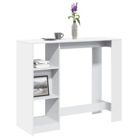 Mesa bar con estante madera ingeniería blanca 124x46x103,5 cm en Mesas de comedor | Comprar online en Foru.es