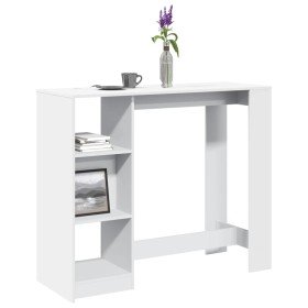 Mesa bar con estante madera ingeniería blanca 124x46x103,5 cm en Mesas de comedor | Comprar online en Foru.es