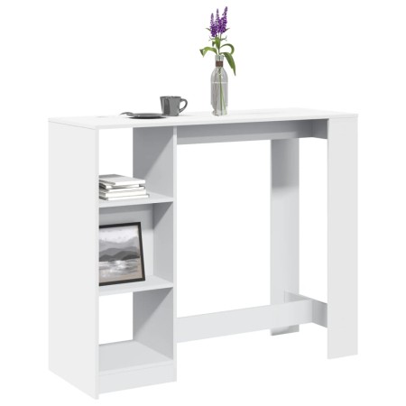 Mesa bar con estante madera ingeniería blanca 124x46x103,5 cm en Mesas de comedor | Comprar online en Foru.es