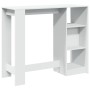 Mesa bar con estante madera ingeniería blanca 124x46x103,5 cm en Mesas de comedor | Comprar online en Foru.es