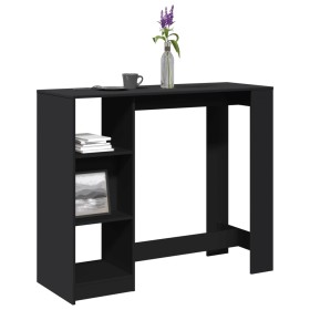 Mesa bar con estante madera ingeniería negra 124x46x103,5 cm en Mesas de comedor | Comprar online en Foru.es