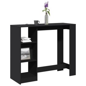 Mesa bar con estante madera ingeniería negra 124x46x103,5 cm en Mesas de comedor | Comprar online en Foru.es