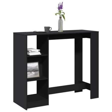 Mesa bar con estante madera ingeniería negra 124x46x103,5 cm en Mesas de comedor | Comprar online en Foru.es