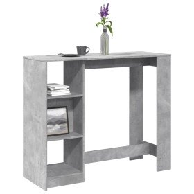 Mesa bar con estante madera gris hormigón 124x46x103,5 cm en Mesas de comedor | Comprar online en Foru.es