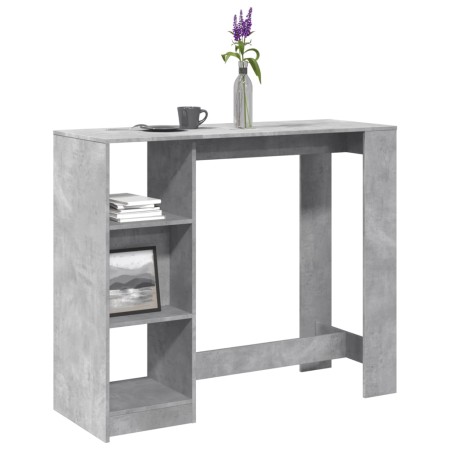 Mesa bar con estante madera gris hormigón 124x46x103,5 cm en Mesas de comedor | Comprar online en Foru.es