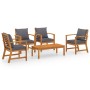 Muebles de jardín 5 piezas cojines madera maciza de acacia de vidaXL, Conjuntos de jardín - Ref: Foro24-3057791, Precio: 432,...