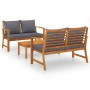 Muebles de jardín 3 pzas cojines madera maciza de acacia de vidaXL, Conjuntos de jardín - Ref: Foro24-3057789, Precio: 436,74...