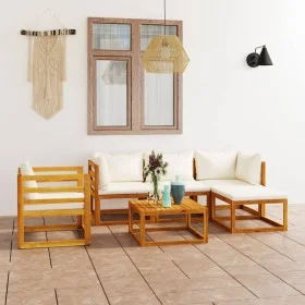 Garden furniture 6 pcs cream cushions solid acacia wood by vidaXL, Garden sets - Ref: Foro24-3057635, Price: 560,87 €, Discou...