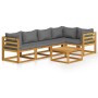Muebles de jardín 6 pzas cojines madera maciza de acacia de vidaXL, Conjuntos de jardín - Ref: Foro24-3057625, Precio: 513,37...