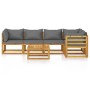 Muebles de jardín 6 pzas cojines madera maciza de acacia de vidaXL, Conjuntos de jardín - Ref: Foro24-3057625, Precio: 513,37...