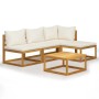 Muebles de jardín 5 pzas cojines crema madera maciza de acacia de vidaXL, Conjuntos de jardín - Ref: Foro24-3057633, Precio: ...