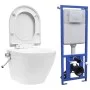 Inodoro WC de pared sin bordes cisterna oculta cerámica blanco de vidaXL, Baños - Ref: Foro24-3055348, Precio: 379,17 €, Desc...