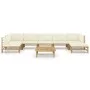 8-piece garden furniture set made of bamboo with cream white cushions by vidaXL, Garden sets - Ref: Foro24-3058249, Price: 85...