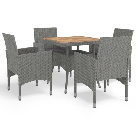 Muebles de jardín 5 piezas ratán sintético gris y acacia de vidaXL, Conjuntos de jardín - Ref: Foro24-3058323, Precio: 333,65...