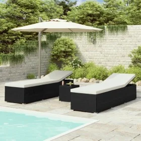 Gartenliegen und 3-teiliger schwarzer Tisch aus synthetischem Rattan von vidaXL, Liegen - Ref: Foro24-3057662, Preis: 301,87 ...