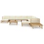 Set de muebles de jardín 12 piezas bambú y cojines blanco crema de vidaXL, Conjuntos de jardín - Ref: Foro24-3058227, Precio:...