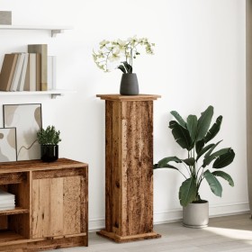 Pedestal expositor con almacenaje madera envejecida 31x30x90 cm en Soportes para macetas | Comprar online en Foru.es