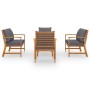 Muebles de jardín 5 pzas cojines madera maciza de acacia de vidaXL, Conjuntos de jardín - Ref: Foro24-3057787, Precio: 584,19...