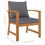 Muebles de jardín 5 pzas cojines madera maciza de acacia de vidaXL, Conjuntos de jardín - Ref: Foro24-3057787, Precio: 584,19...