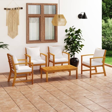 Muebles de jardín 5 piezas cojines madera maciza de acacia de vidaXL, Conjuntos de jardín - Ref: Foro24-3057790, Precio: 502,...