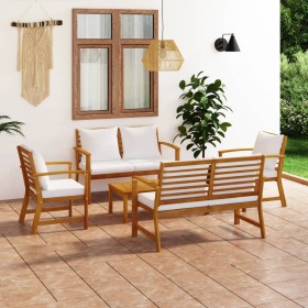 Muebles de jardín 5 pzas cojines madera maciza de acacia de vidaXL, Conjuntos de jardín - Ref: Foro24-3057786, Precio: 577,48...