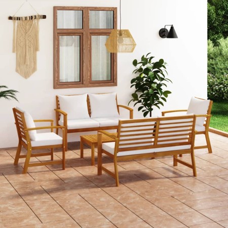 Muebles de jardín 5 pzas cojines madera maciza de acacia de vidaXL, Conjuntos de jardín - Ref: Foro24-3057786, Precio: 577,48...