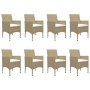 Muebles de jardín 9 piezas ratán sintético y vidrio beige de vidaXL, Conjuntos de jardín - Ref: Foro24-3058340, Precio: 661,6...