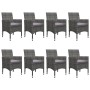 Set de comedor de jardín 9 piezas ratán PE y vidrio gris de vidaXL, Conjuntos de jardín - Ref: Foro24-3058339, Precio: 558,37...