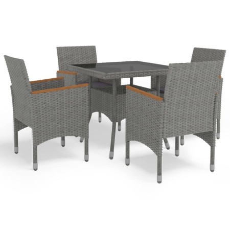 Muebles de jardín 5 piezas ratán sintético gris y acacia de vidaXL, Conjuntos de jardín - Ref: Foro24-3058325, Precio: 379,31...