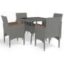 Muebles de jardín 5 piezas ratán sintético gris y acacia de vidaXL, Conjuntos de jardín - Ref: Foro24-3058325, Precio: 379,31...