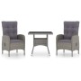 Muebles de jardín 3 piezas ratán sintético y vidrio gris de vidaXL, Conjuntos de jardín - Ref: Foro24-3058522, Precio: 358,87...