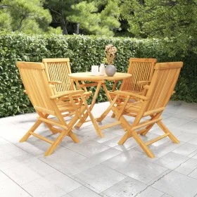 Juego de comedor para jardín 5 piezas madera maciza teca de vidaXL, Conjuntos de jardín - Ref: Foro24-3059580, Precio: 451,32...