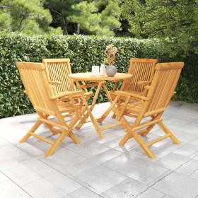 Juego de comedor para jardín 5 piezas madera maciza teca de vidaXL, Conjuntos de jardín - Ref: Foro24-3059580, Precio: 480,66...