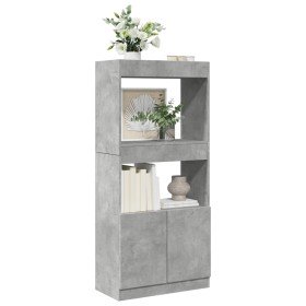 Aparador de madera de ingeniería gris hormigón 63x33x140 cm en Librerías y estanterías | Comprar online en Foru.es