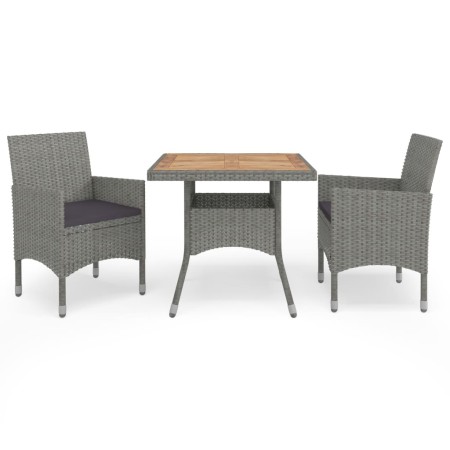 Muebles de jardín 3 piezas ratán sintético gris y acacia de vidaXL, Conjuntos de jardín - Ref: Foro24-3058313, Precio: 240,02...
