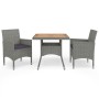 Muebles de jardín 3 piezas ratán sintético gris y acacia de vidaXL, Conjuntos de jardín - Ref: Foro24-3058313, Precio: 240,02...