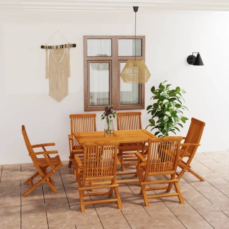 Juego de comedor para jardín 7 piezas madera maciza teca de vidaXL, Conjuntos de jardín - Ref: Foro24-3059604, Precio: 582,55...