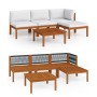 Muebles de jardín 5 pzas cojines crema madera maciza de acacia de vidaXL, Conjuntos de jardín - Ref: Foro24-3057878, Precio: ...
