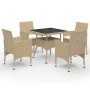 Muebles de jardín 5 piezas ratán sintético y vidrio beige de vidaXL, Conjuntos de jardín - Ref: Foro24-3058320, Precio: 367,8...