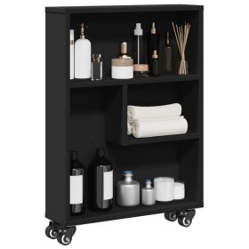 Carrito de almacenaje estrecho madera negro 48x13x68 cm en Librerías y estanterías | Comprar online en Foru.es