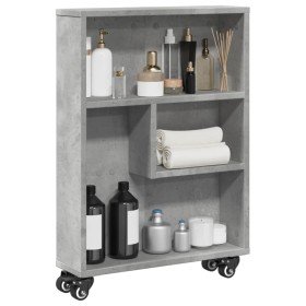 Carrito de almacenaje estrecho madera gris hormigón 48x13x68 cm en Librerías y estanterías | Comprar online en Foru.es
