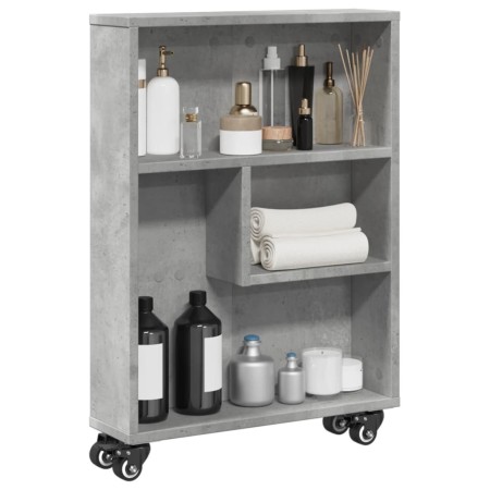 Carrito de almacenaje estrecho madera gris hormigón 48x13x68 cm en Librerías y estanterías | Comprar online en Foru.es