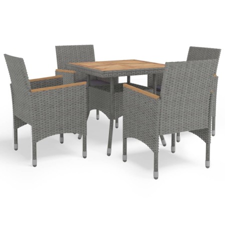 Muebles de jardín 5 piezas ratán sintético gris y acacia de vidaXL, Conjuntos de jardín - Ref: Foro24-3058327, Precio: 367,13...