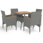 Muebles de jardín 5 piezas ratán sintético gris y acacia de vidaXL, Conjuntos de jardín - Ref: Foro24-3058327, Precio: 367,13...