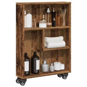 Carrito de almacenaje estrecho madera envejecida 48x13x68 cm en Librerías y estanterías | Comprar online en Foru.es