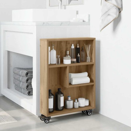Carrito de almacenaje estrecho madera roble artisian 48x13x68cm en Librerías y estanterías | Comprar online en Foru.es