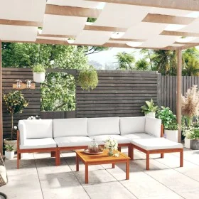 Garden furniture 6 pcs cream cushions solid acacia wood by vidaXL, Garden sets - Ref: Foro24-3057881, Price: 592,57 €, Discou...